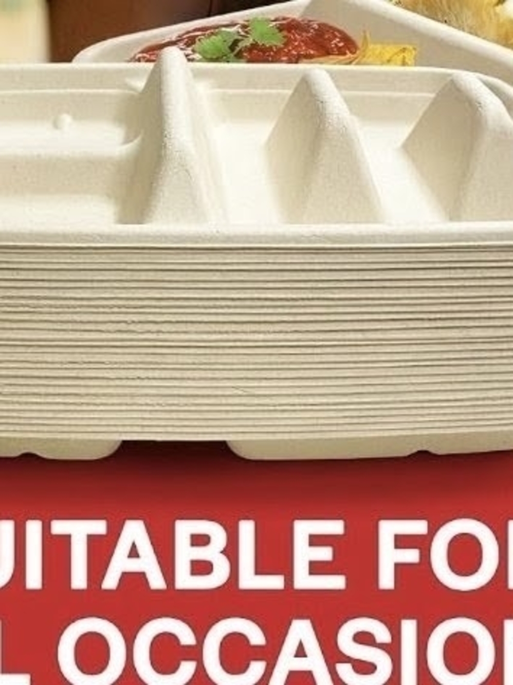 Disposable Cream Color 3‑Compartment Party Plates - Multipack